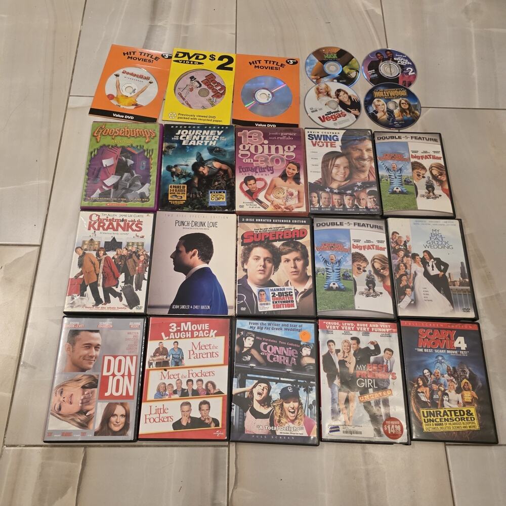 Movie Lot‎ 22 DVD, Blu-Ray Mix Comedy Family Superbad, My Big Fat Greek Wedding